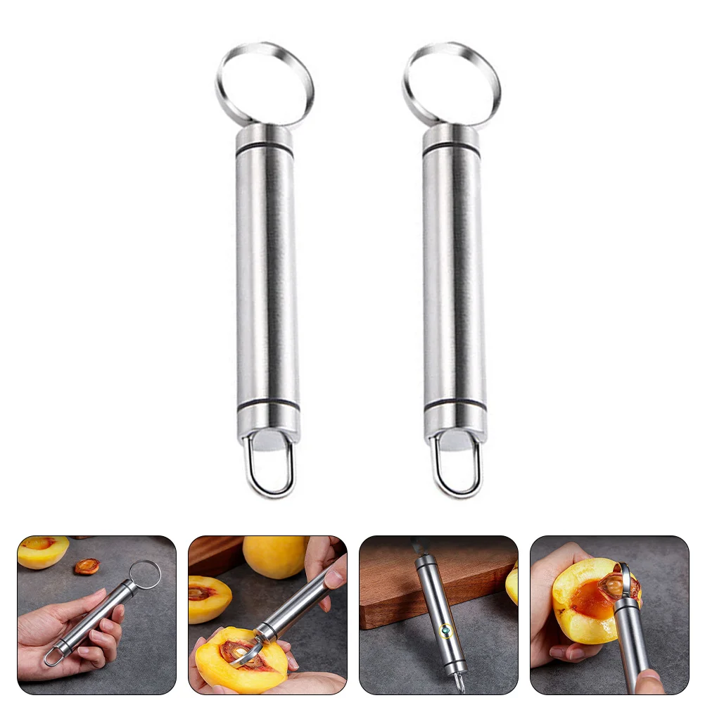 

2 Pcs Jalepenos Corer Yellow Peach Fruit Removing Tools Household Grape Remover Stainless Steel Kitchen Durable Corers