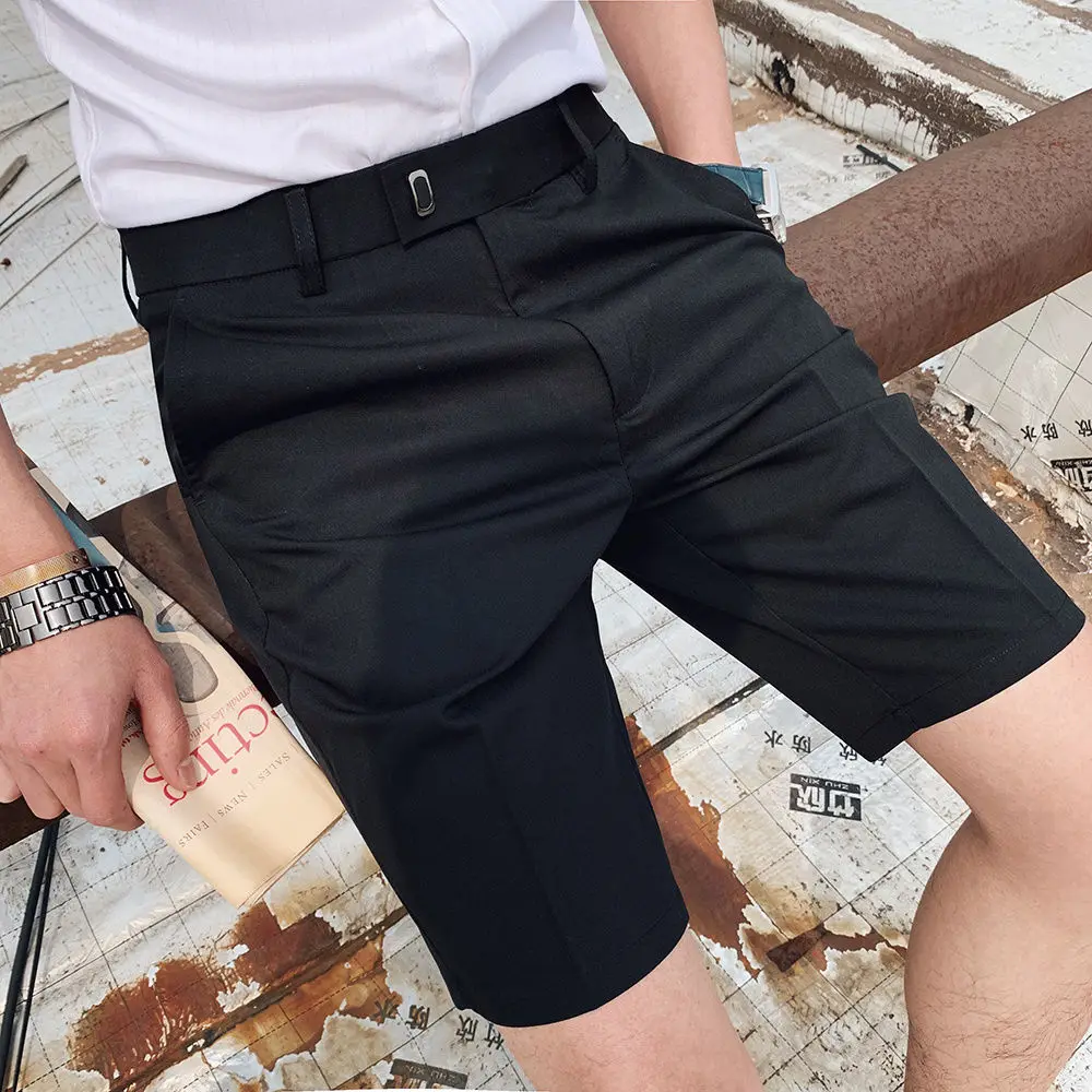 

2022 Men Summer New Fashion Thin Five-point Pants Men's Casual Youth Solid Color Shorts Male Slim Fit Business Suit Shorts G24