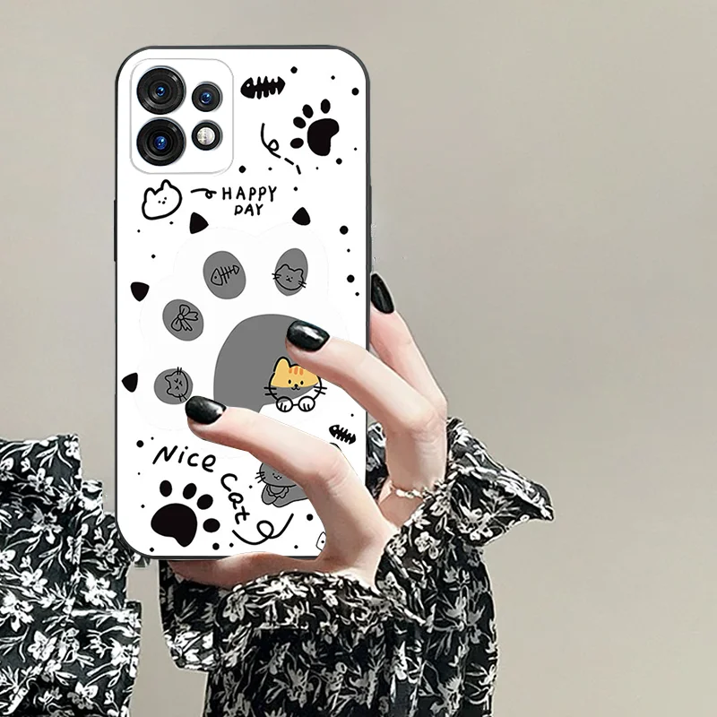 For Moto G 14 4 5 04 Ultra 200 24 64 s 34 40 neo 30 Pro 85 x 50 54 TPU Black Soft Phone Case Cartoon Pattern Animal