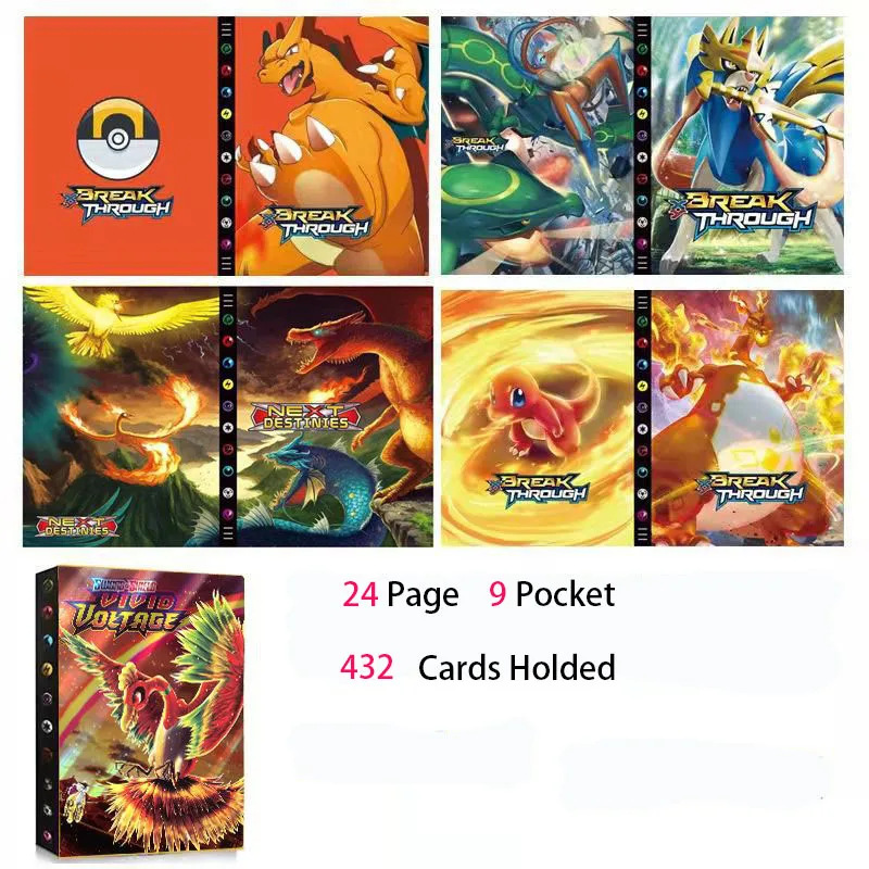 

9 Pocket Pokemon Album Book 432 Cards Holded Anime Character Pikachu Table Game Card Favorites Folder Kids Christmas Gift