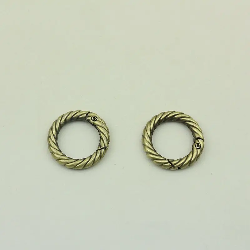 20Pcs 19mm Fashion Weave Colored Spring Ring Buckle Twist Open O Ring Keychain Connection Hook Buckles DIY Bags Accessories