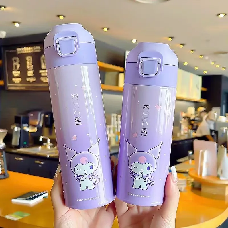 

Sanrio Kuromi Pochacco Cinnamoroll 400/500ml Thermos Cup Water Cup Built-in Tea Compartment Student Drinking Cup Keep Cold Warm