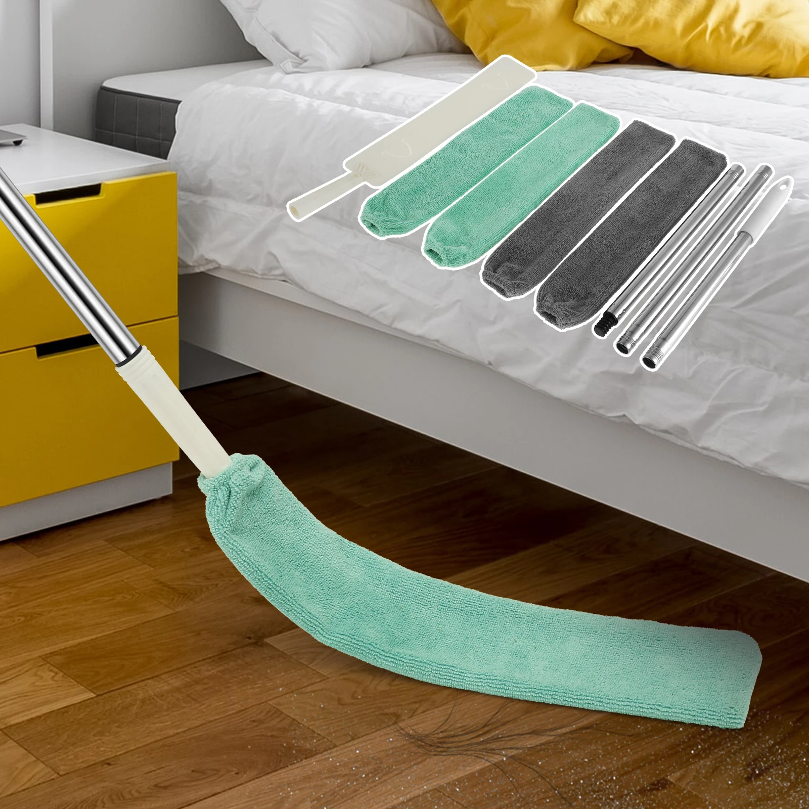 

Gap Dust Cleaner with Adjustable Long Handle Bendable Gap Cleaning Duster with 4 Replacement Dusting Clothes Portable Gap Duster