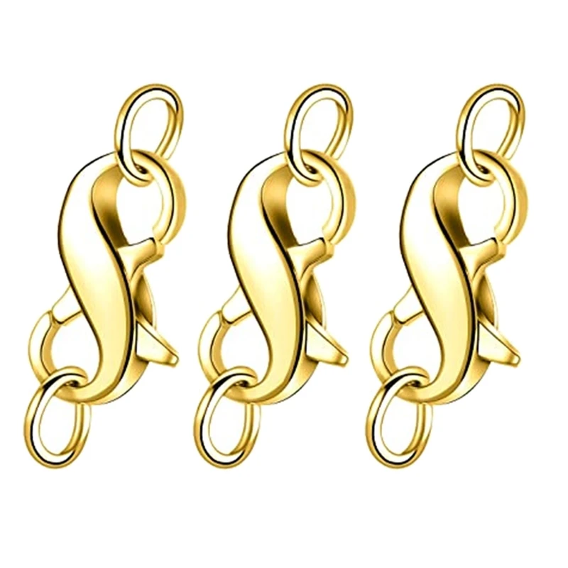 652F 3x Praktische Doppel Öffnung Karabiner Schnallen Sperren Halskette Armband Stecker mit Jump Ringe für DIY Schmuck Handwerk – Detail 3