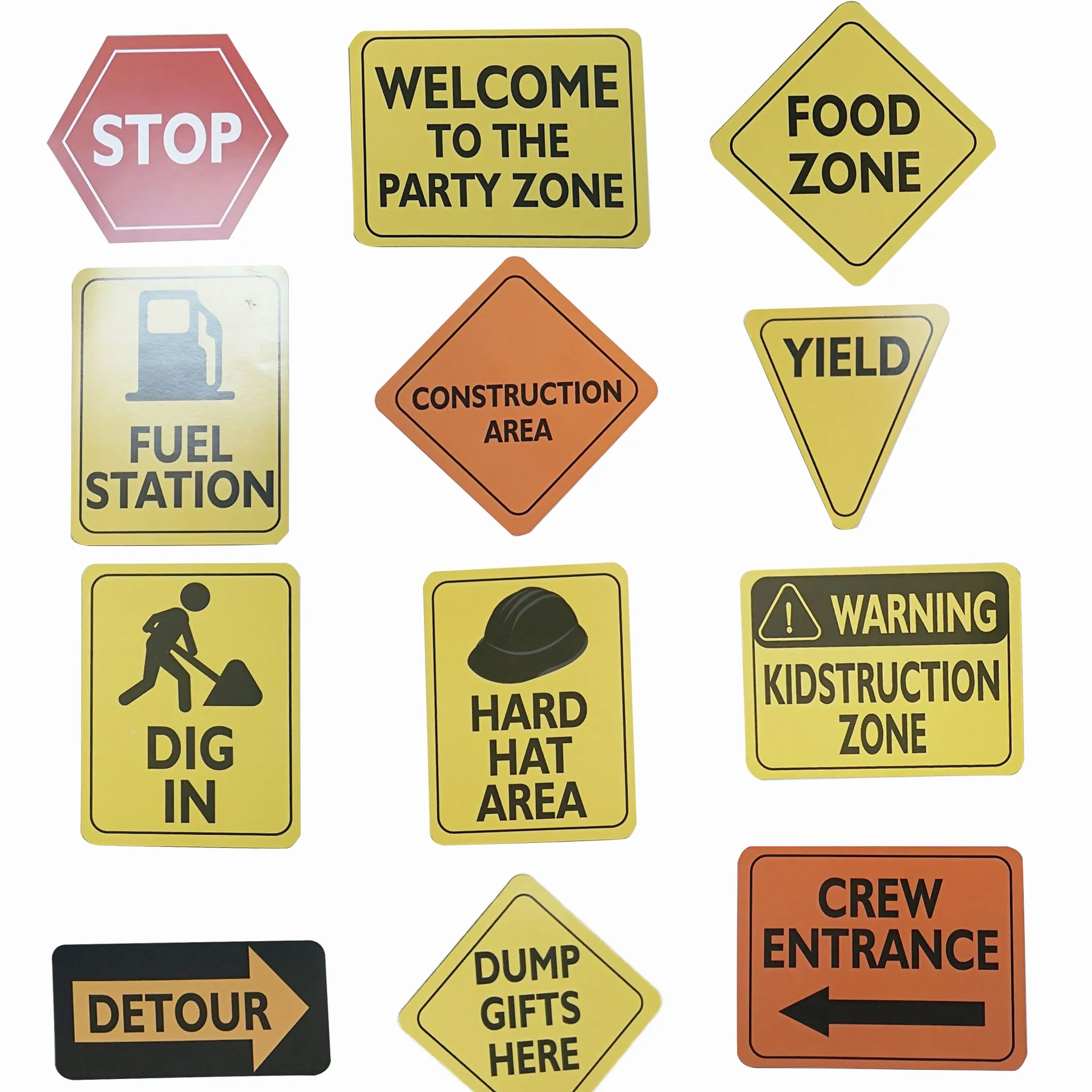 

Construction BirthdayParty Decorations 12 PCS Size 8” Traffic Sign Cutouts for Boys Kids Birthday Construction Theme Supplies