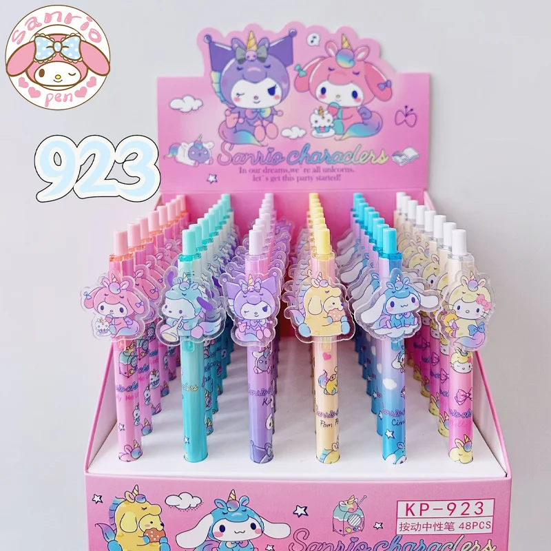 

48pcs New Sanrio Boxed Gel Pen Cartoon Melody Kuromi Cute Student Writing Press Patch Pens 0.5mm Writing Smooth Children's Gifts