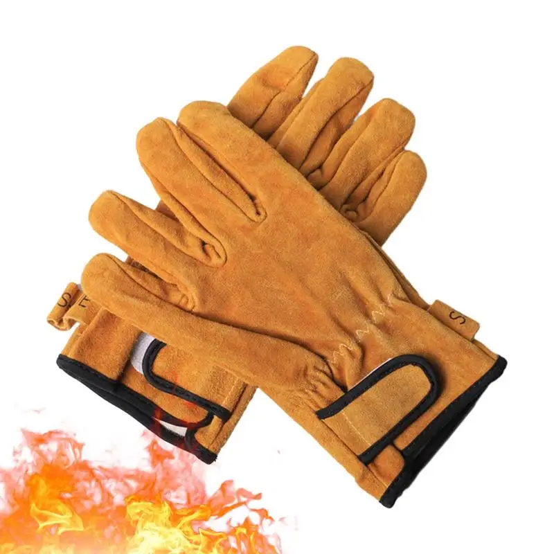 

Fire Pit Gloves Welding Gloves Thickened BBQ Insulated Gloves Flame Retardant Insulation High-Temperature Resistant For Firew