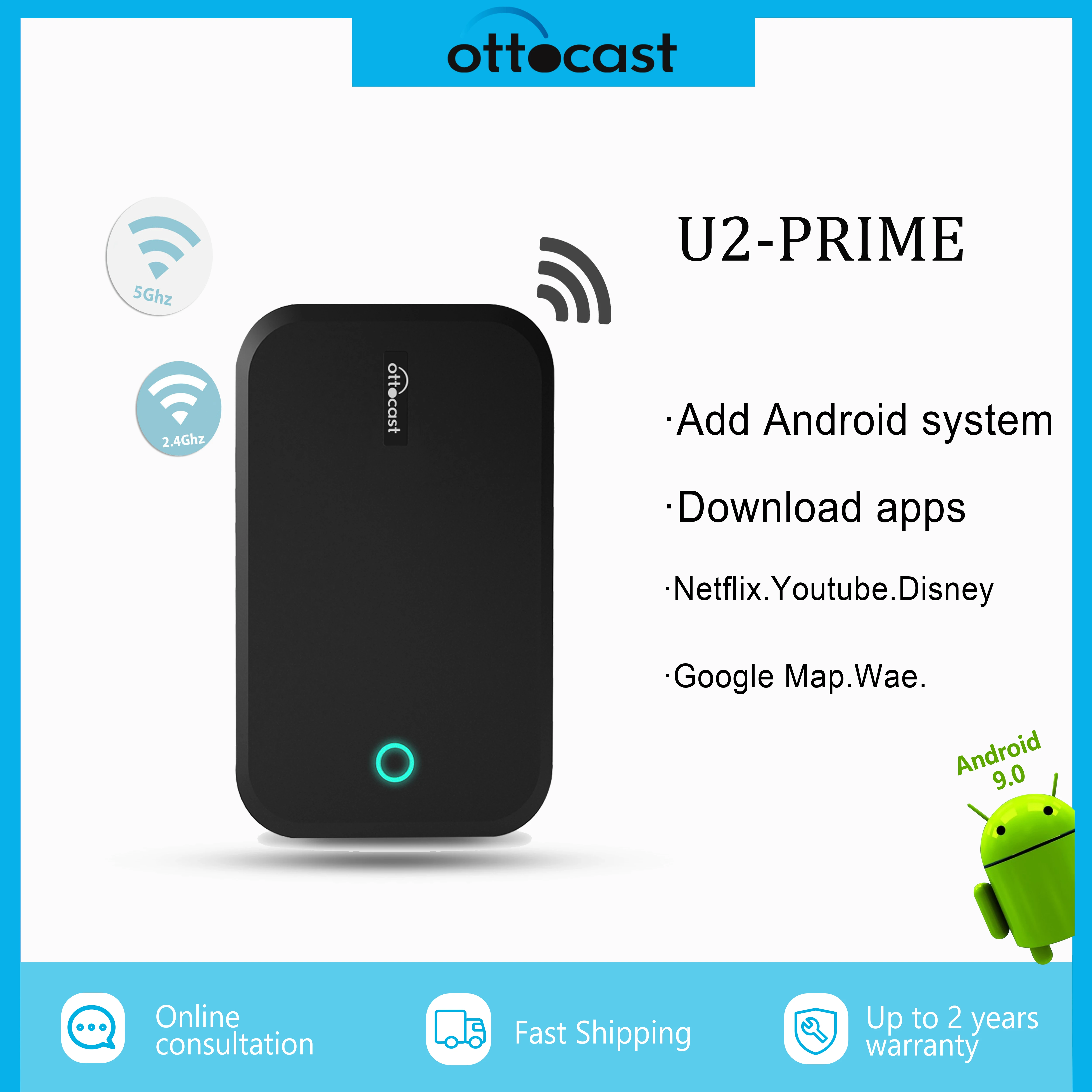 

OTTOCAST U2 Smart 32G CarPlay Ai Box Android Intelligent System CarPlay for Audi Ford Toyota Google GPS Youtube Netflix TV Box