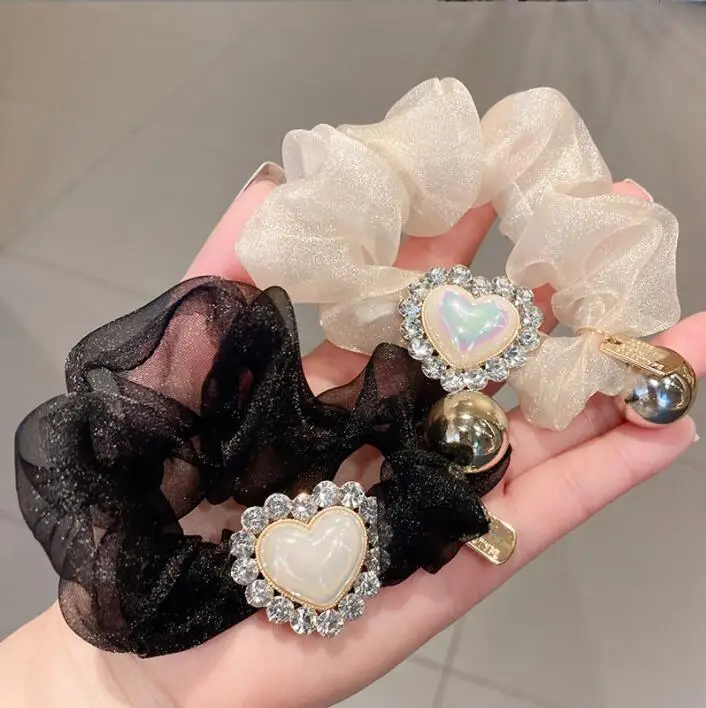 

stash scrunchie Women Fantastic Shining Organza Hair Scrunchies Solid Plain Hair Gums Elastic Rubber Bands Vintage Bohemian Hair