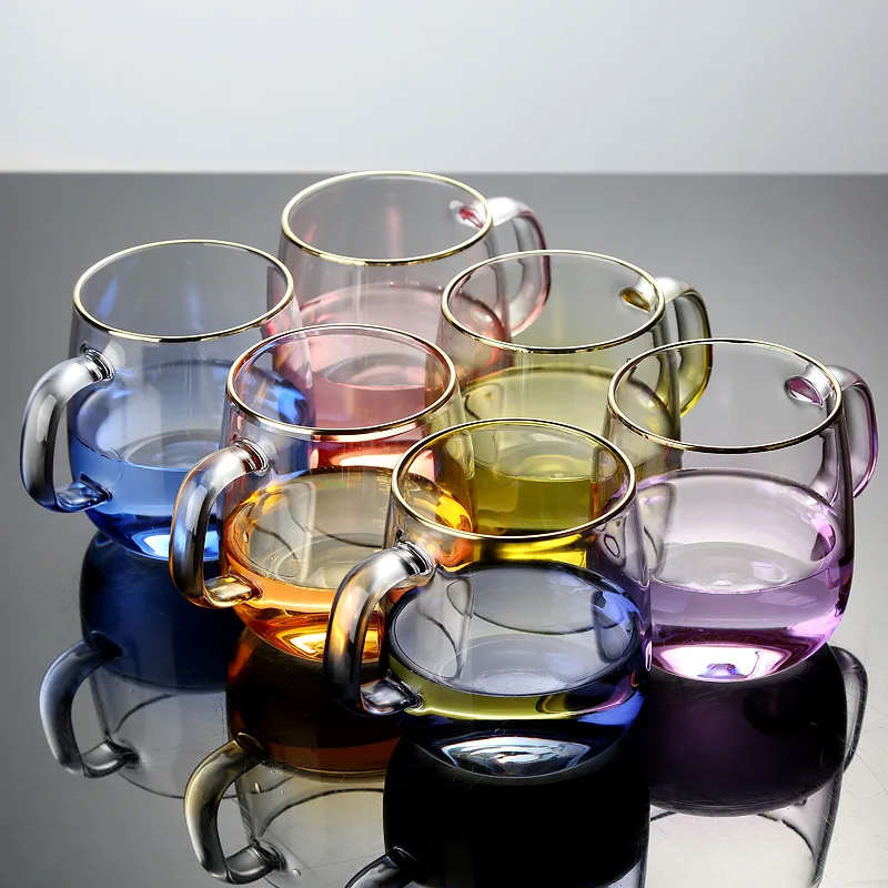 

Creative description Phnom Penh glass household water glass with handle transparent simple glass drinking cup milk cup