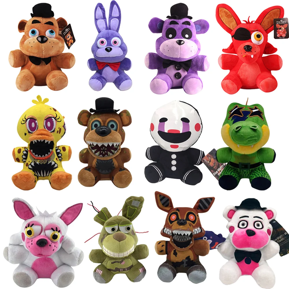 18cm FNAF Peluche ripiene Freddy Fazbear Bear Foxy Rabbit Bonnie Chica  Peluche Juguetes 5 notti a Freddy Plushie Toys regali - AliExpress