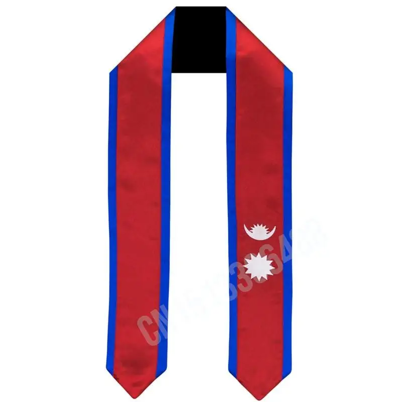 Nepal Flag Scarf Top Print Graduation Sash Stole International Study Abroad Adult Unisex Party Accessory
