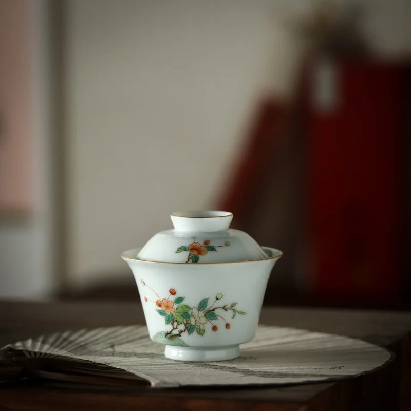 ★ Manyuan Fangzhi Only Two Tureen Цзиндэчжэнь Китайский традиционный фарфоровый чайный сервиз с ручной росписью кунг-фу Розовый цвет Золотая крышка чая (art.: 3920cf61ca7ff) - 3920cf61ca7ff