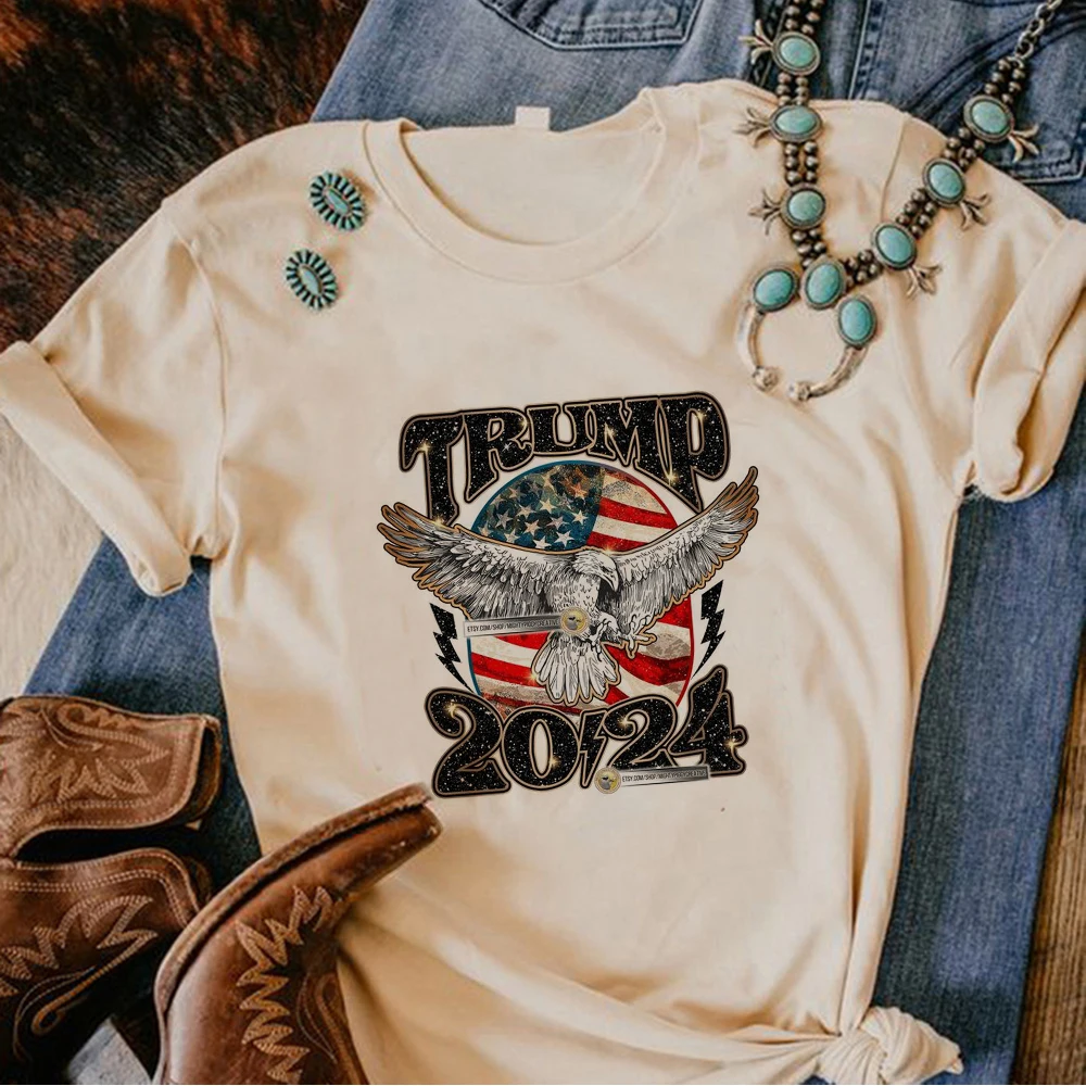 США Трамп 2024 футболка Merica женские комиксные футболки для девочек Японский комикс