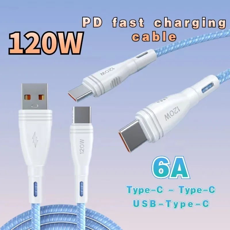 

Двойной кабель для быстрой зарядки 6A Type-C, кабель USB C 120 Вт для Xiaomi, Redmi, Samsung, Oneplus 10 Pro, ноутбука
