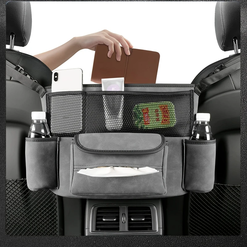 

Car Seat Middle Hanger Storage Bag Luxury Auto Handbag Holder Between Seats Tissue Pockets Storage and organization bag