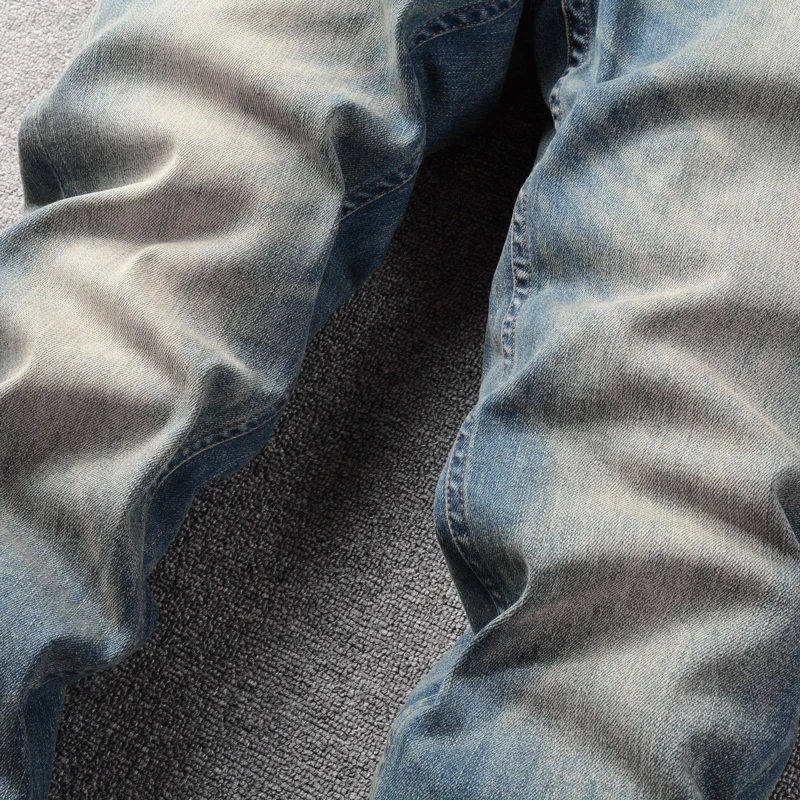 Fashion Designer Men Jeans High Quality Retro Blue Stretch Slim Fit Ripped Jeans Men Casual Trousers Vintage Denim Pants Hombre