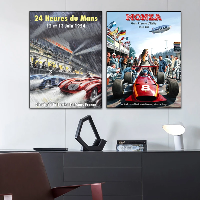 

Картина на холсте Le Mans плакат гонки, 24 часа, домашний декор, Настенная картина для гостиной