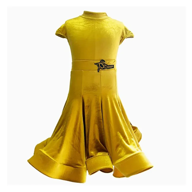 Детский комбинезон и юбка для современных танцев девочек сверкающее бархатное