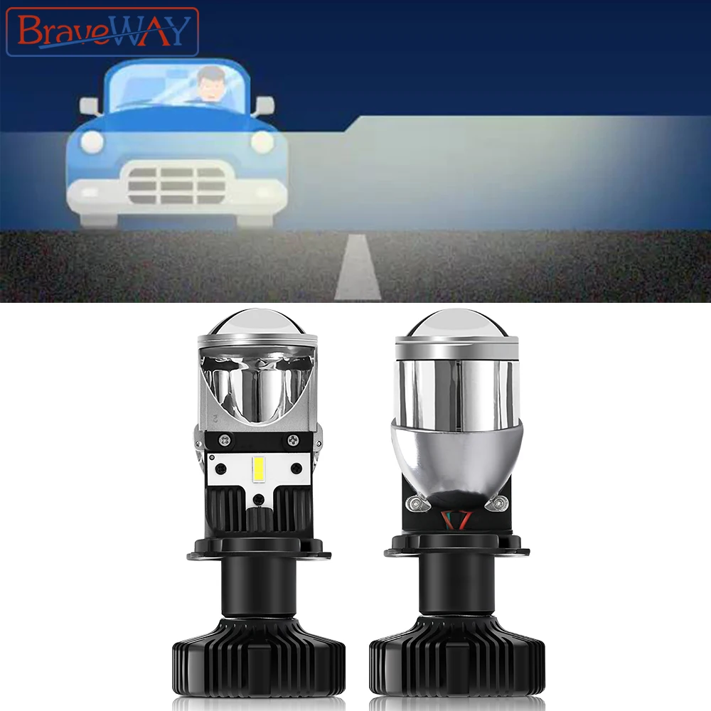 BraveWay H4 светодиодный ные лампы для фар с объективом автомобиля без ошибок Ближний
