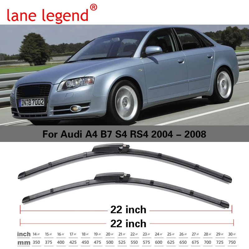 

Передние щетки стеклоочистителя Lane Legend с левым рулем для Audi A4 B7 S4 RS4 2004-2008, лобовое стекло, переднее окно 22 "+ 22"