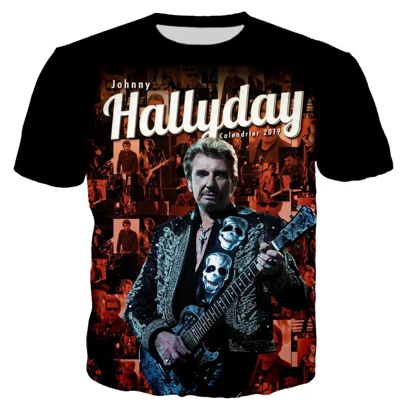 

New Fashion Cool 3D Printing Johnny Hallyday Men's and Women's Fashion Casual Fashion Style T-shirt Street Apparel Plus Size