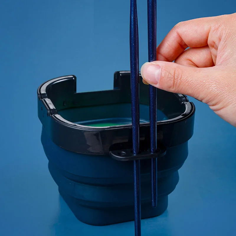 

16 Grids Folding Moisturizing Paint Storage Box Palette Wash Brush Bucket Pot Cleaner Paint Storage Box