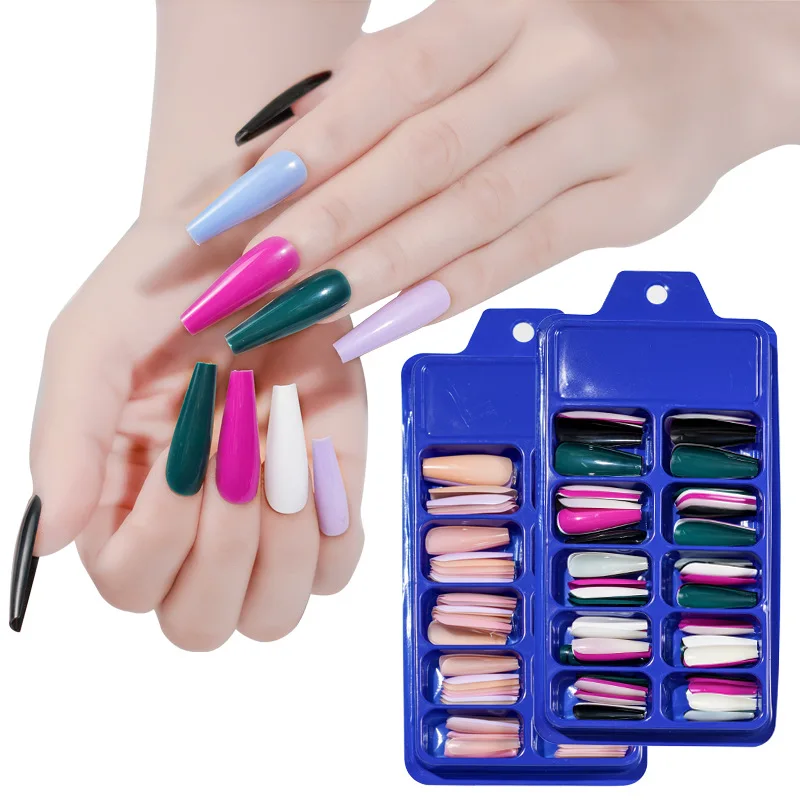 

100 Pcs False Nails Tips Nail Decorated Stickers Mixed Color
