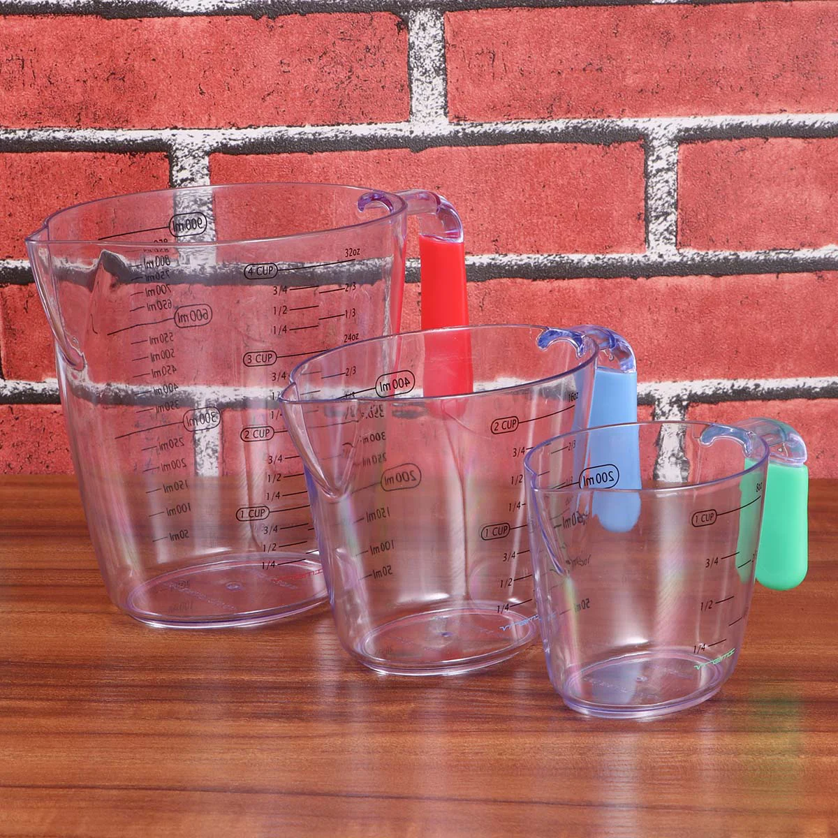 

3Pcs Food Grade Plastic Baking Measuring Cup Biscuits Cooker Measurement Tools for Dry and Liquid Ingredients (Colorful)
