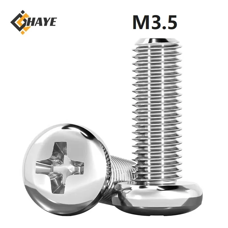 Винты M3.5 304 из нержавеющей стали с круглой головкой, 3,5 мм x 6 10 12 14 55 130 140 150 160 мм, болты Philips с круглой головкой