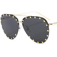 fashion sunglasses rimless sun glasses unisex frog mirror anti uv spectacles rivet eyeglasses simplity ornamental a