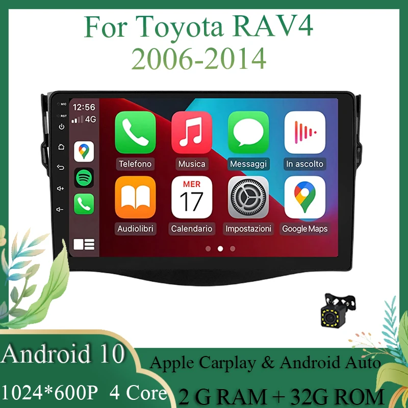 Android 10 GPS навигация автомобильный беспроводной Carplay 2 + 32G для Toyota RAV4 2006-2014