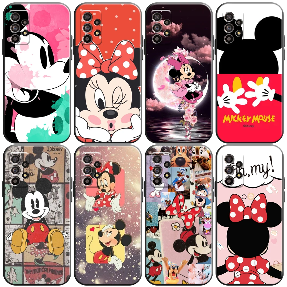 

Disney Mickey Mouse Lovely Phone Case For Samsung Galaxy A32 4G 5G A51 4G 5G A71 A72 4G 5G Coque Carcasa Liquid Silicon