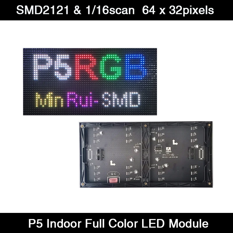 

MinRui HD P5 внутренний RGB светодиодный дисплей модуль 1/16 сканирования 64x3 2 пикселя 320x160 мм SMD2121 полноцветсветодиодный светодиодная видеопанель