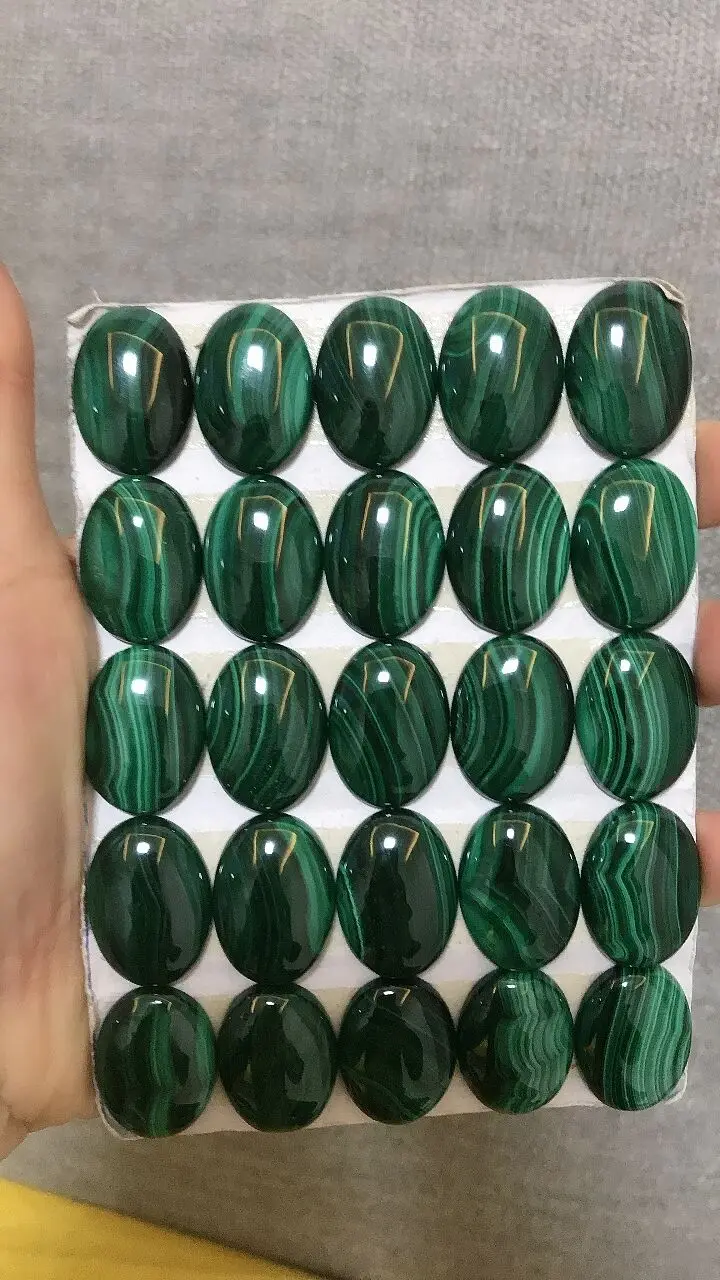 

(5 pieces/lot) Wholesale 18x25mm Natural Malachite Oval Cab Cabochon Women Fashion making Jewelry Necklace Charm Free Shipping