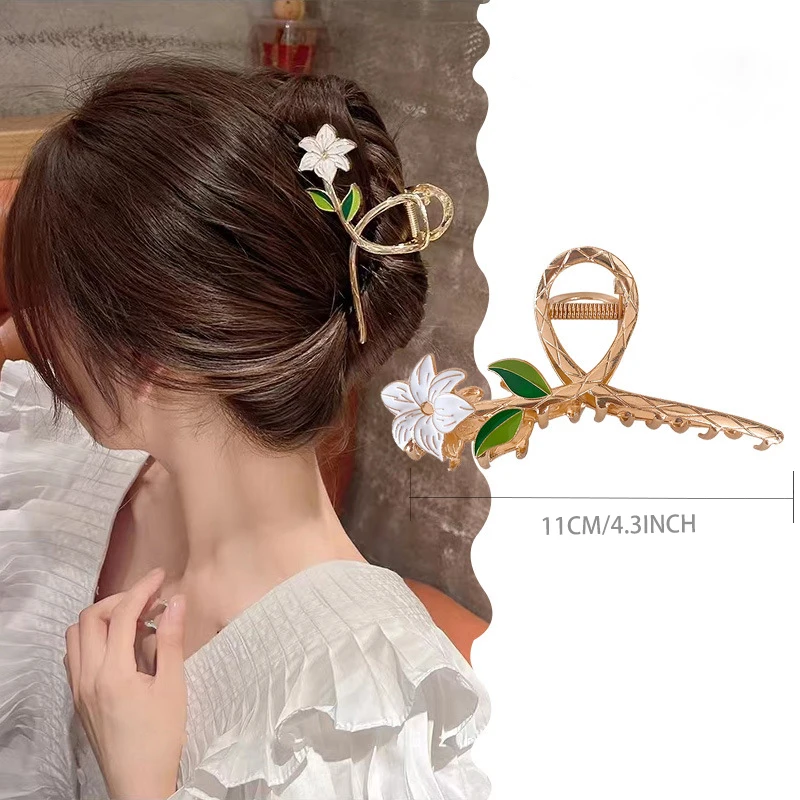 Женская Металлическая Заколка-краб для волос Элегантная золотистая ажурная