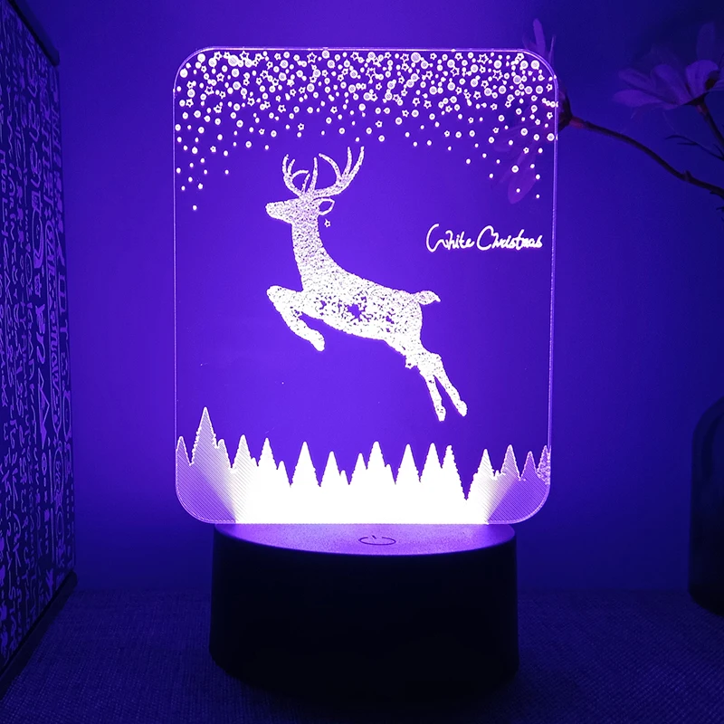 Christmas Colour Night Lights Xmas 3d Led Lamp For Bedroom Decoration 2022 Acrylic Board Room Decor Holiday Gift