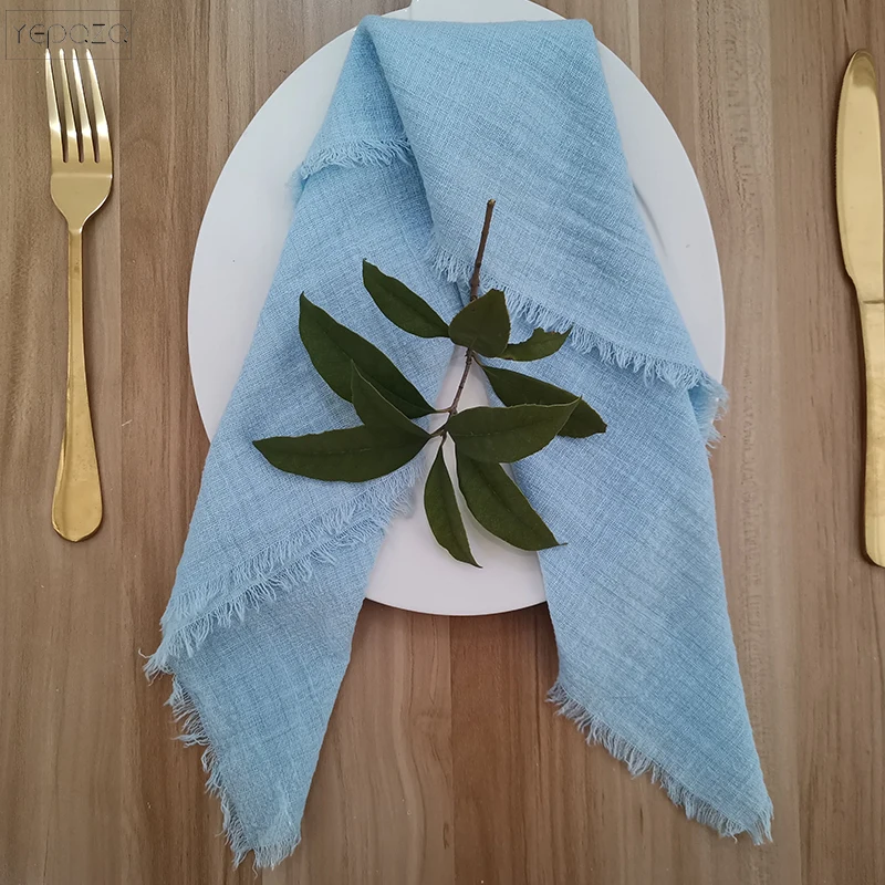 

10pcs Wedding decoration baby blue cotton gauze napkins coffee table decor tea towels 43x43cm