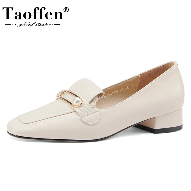 

Taoffen Women Shoes 2023 New Real Leather Beads Spring Ladies Shoes Fashion Simple Woman Flat Shoes Female Footwear Size 33-40