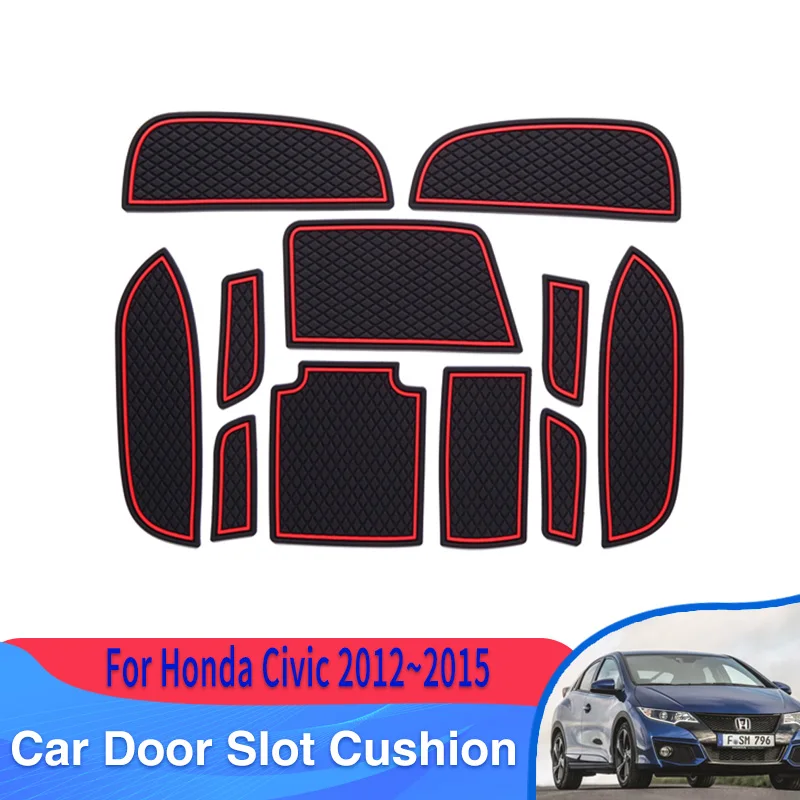 

Car Luxurious Door Groove Mats For Honda Civic MK9 1.8L 2.0L 2012~2015 Auto Gate Rubber Styling Slot Hole Pads Car Accessories