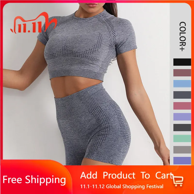 

Костюм в горошек с коротким рукавом, женские Капри с высокой талией, Женский уличный костюм для фитнеса и йоги, комплект для спортзала, женск...