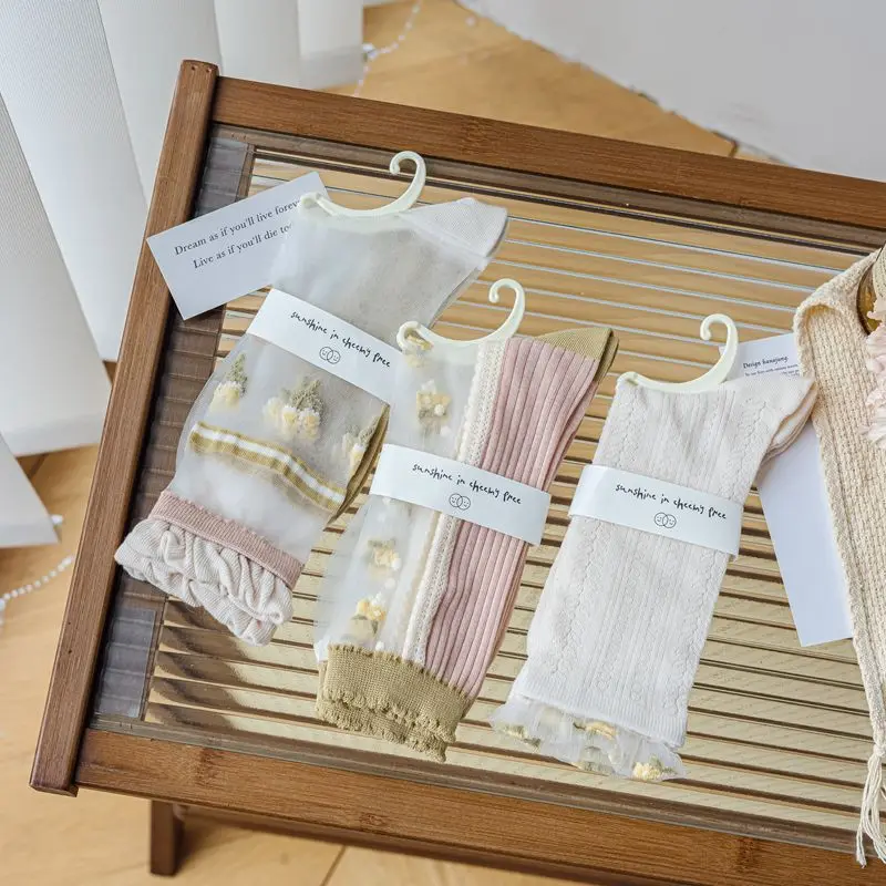 10pairs Summer New Retro Afternoon Garden Kanekalon Tube Socks Women's Breathable Lace Fresh Women's Socks Thin