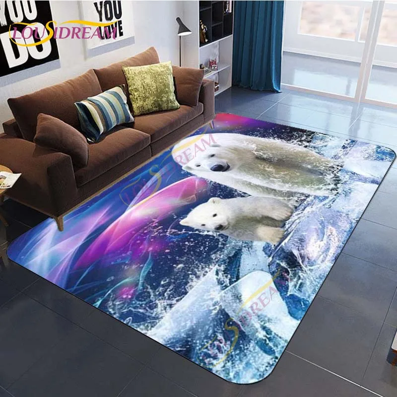 Большой коврик с мультяшными животными коврики белым медведем нескользящий