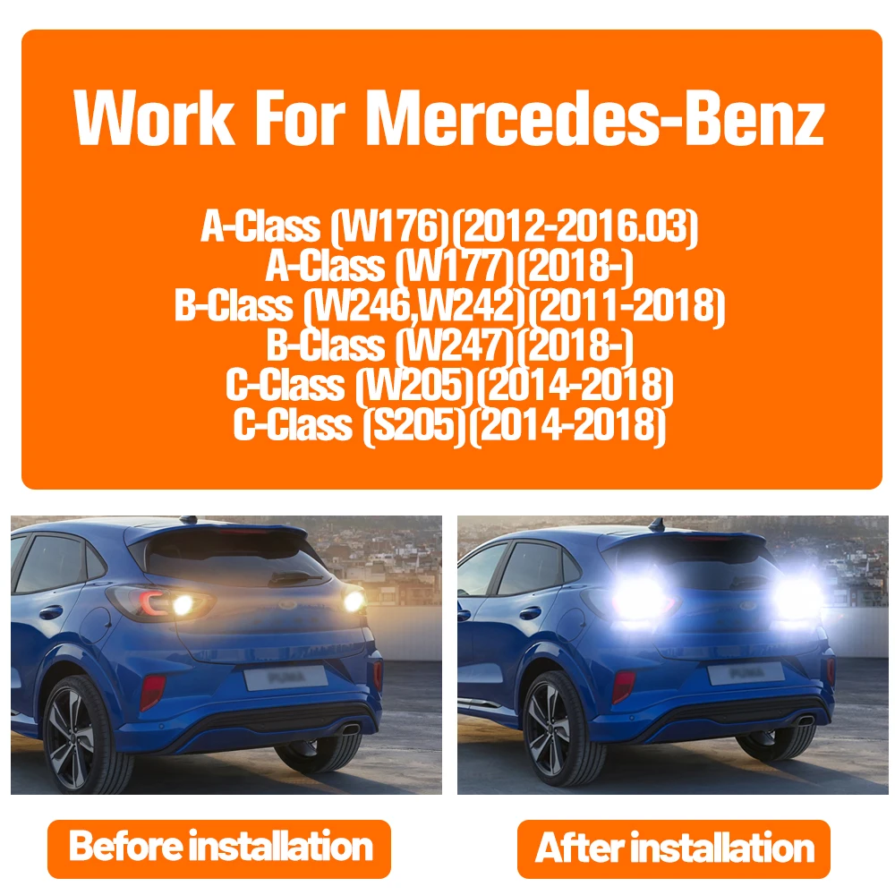 2 Шт. Светодиодный Задний Фонарь Стоп-сигнала Canbus W16W T15 921 Резервный Для Mercedes Benz W176