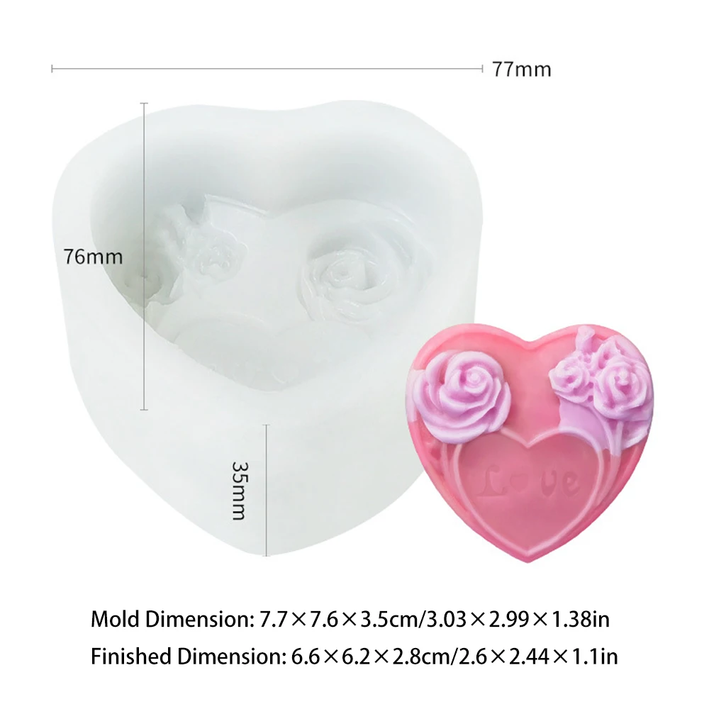 Силиконовая форма в форме сердца для мыла свечи цветов розы сахара сделай сам