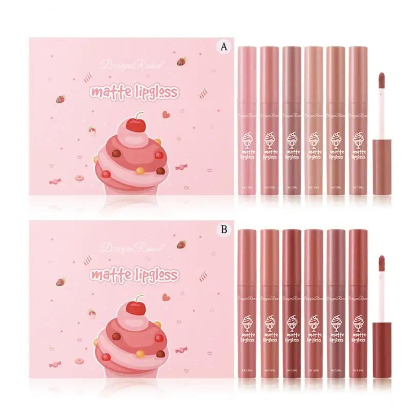 

Lip Glaze Lipstick Gift Set Set Cosmetics Liquid Lipstick Velvet Matte Lipstick Lips Makeup Ice Cream Lip Gloss Non-stick Cup