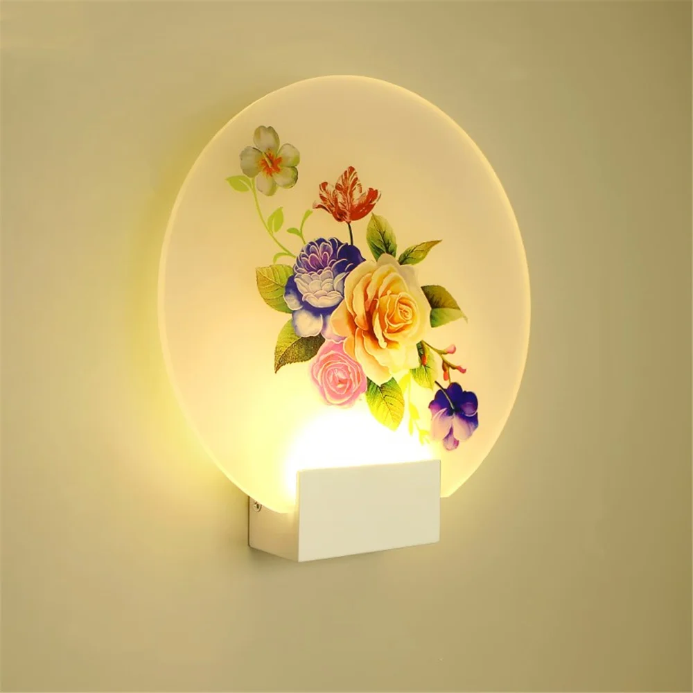 

Round Square Indoor Wall Lamp Frosted Acrylic 6W LED Spray Wall Sconces AC85-265V Bedroom Living Room Wedding Wall Light Decor