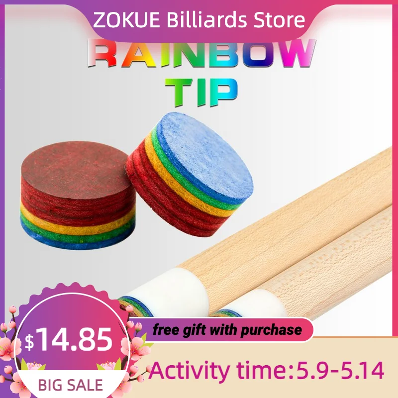 

Billiards Cue Tip Rainbow Tip 14mm Multi-Layers Pool Cue Stick Tip Cue Tip Billa Professional Durable Billiard Accessories
