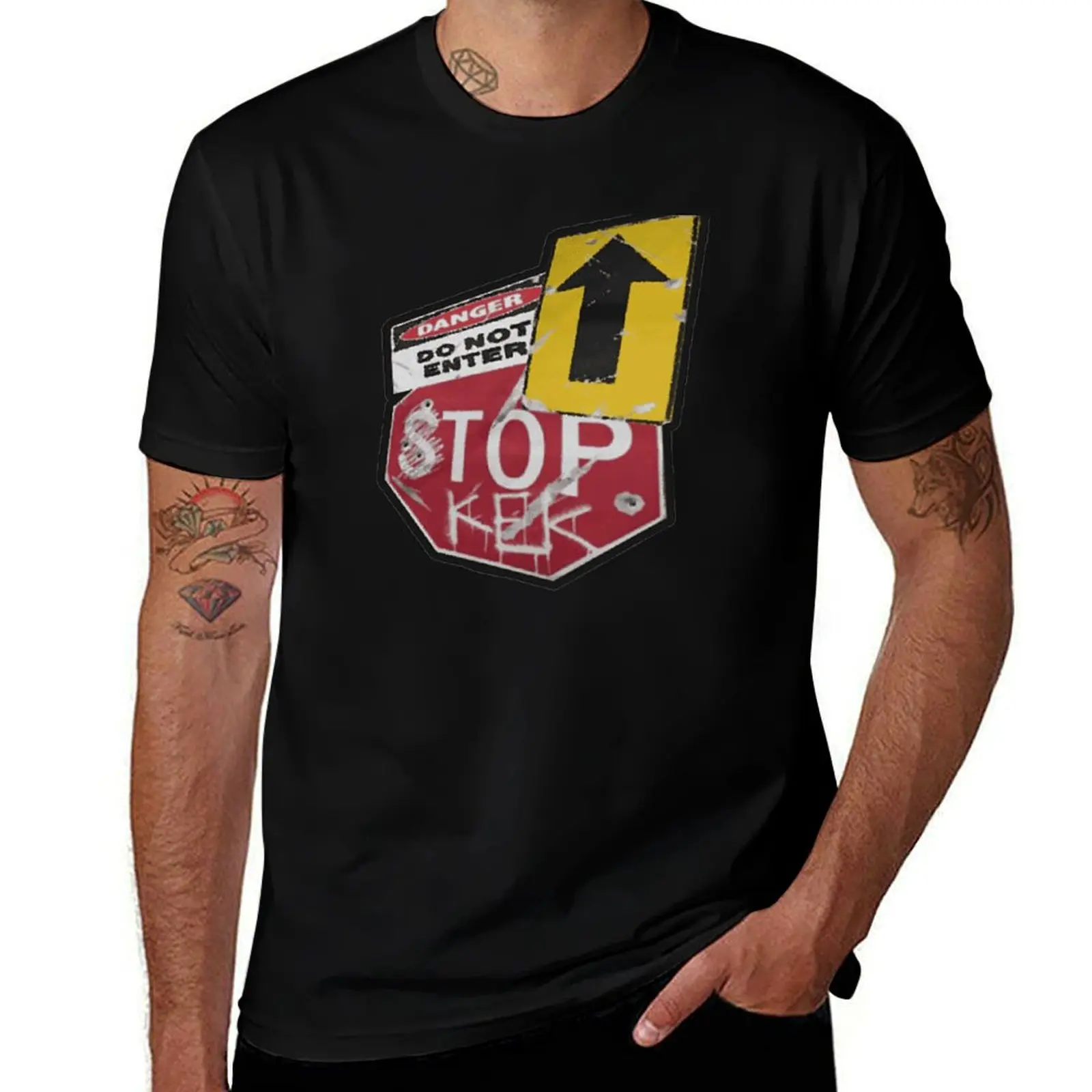 Футболка со знаком опасности Rust Stop летний топ для мальчиков футболки с животным