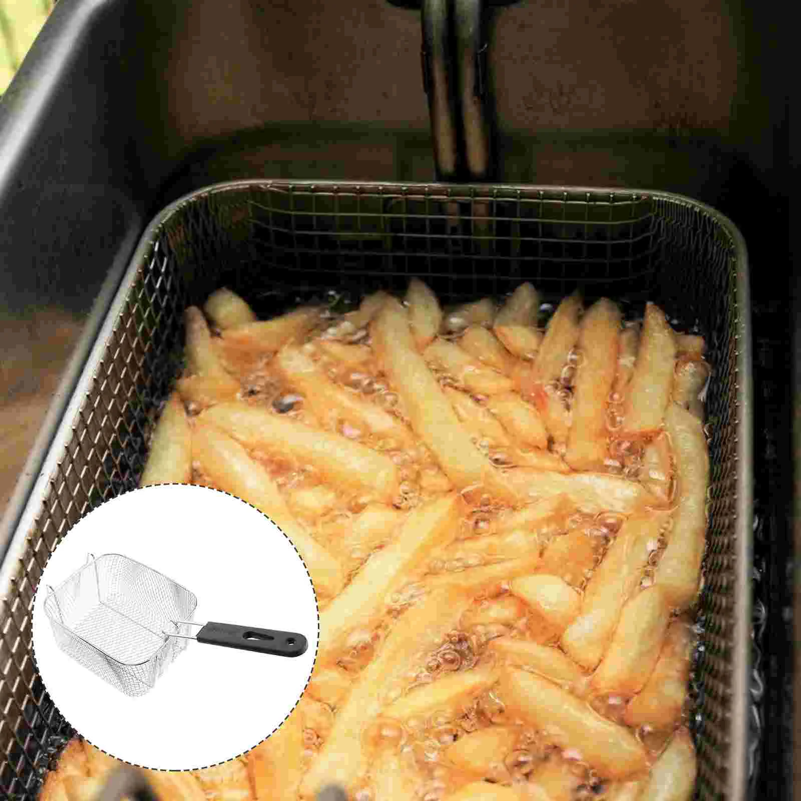 

Deep Turkey Fryer Basket Stainless Steel Square French Turkey Fryer Basket Holder with Handle Wire Frying Strainer for Mesh